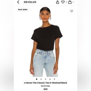 RE/DONE x Hanes Classic Tee Washed Black Size Small; on Revolve for full price